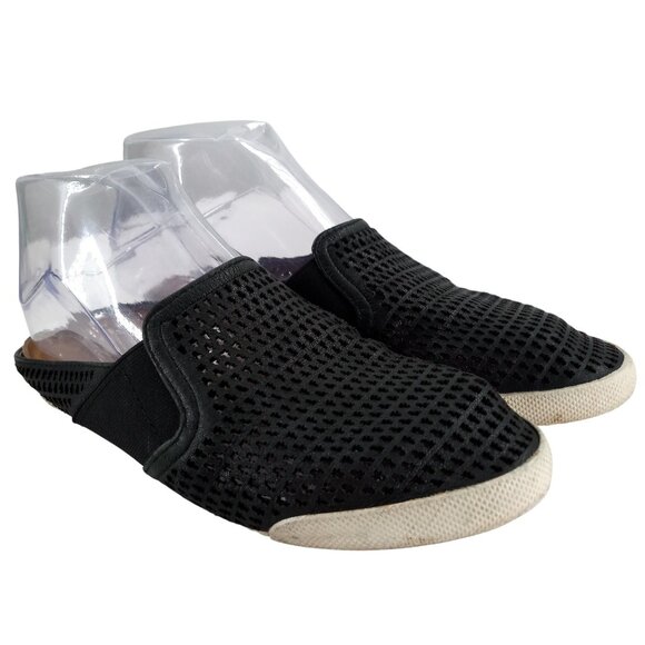 Frye Melanie Black Leather Slip On Slide Flat Mules Size 6 Perforated Casual - Picture 1 of 14